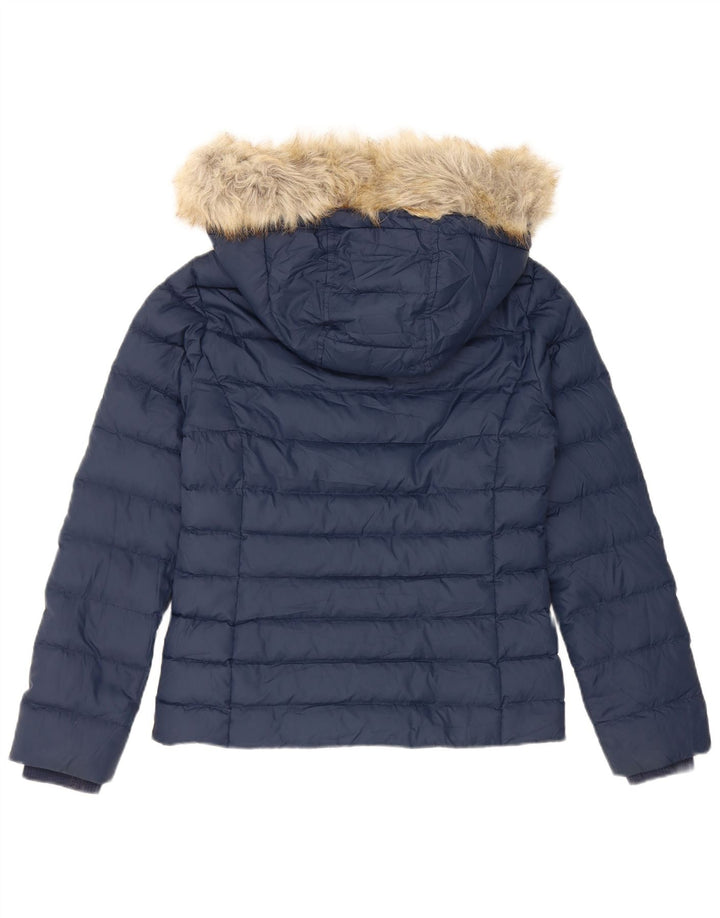 Jaqueta acolchoada com capuz feminina Tommy Hilfiger Reino Unido 10 pequeno poliéster azul marinho
