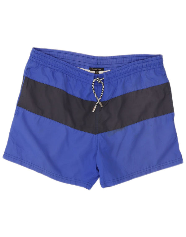 Shorts de natação masculino Massimo Dutti médio azul colorblock