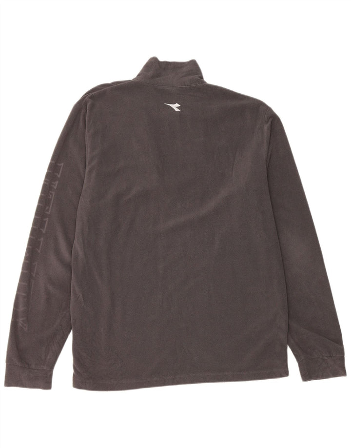 Diadora Mens Graphic Zip Neck Fleece Jumper XL Cinza Poliéster