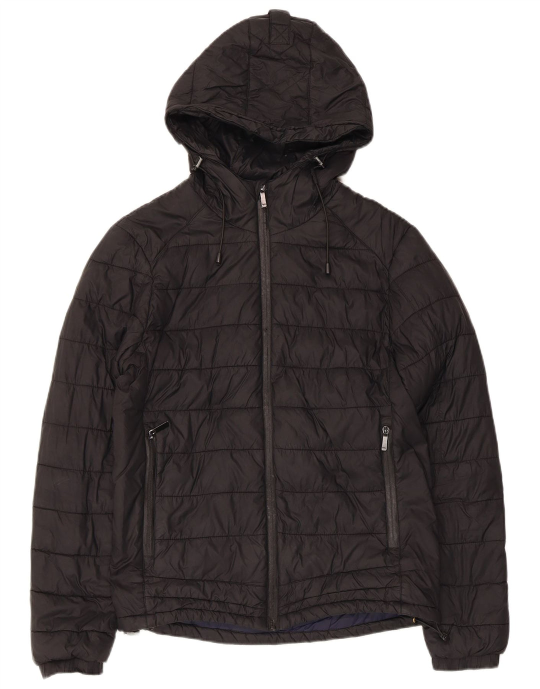 Jaqueta masculina acolchoada com capuz ZARA UK 36 pequena preta