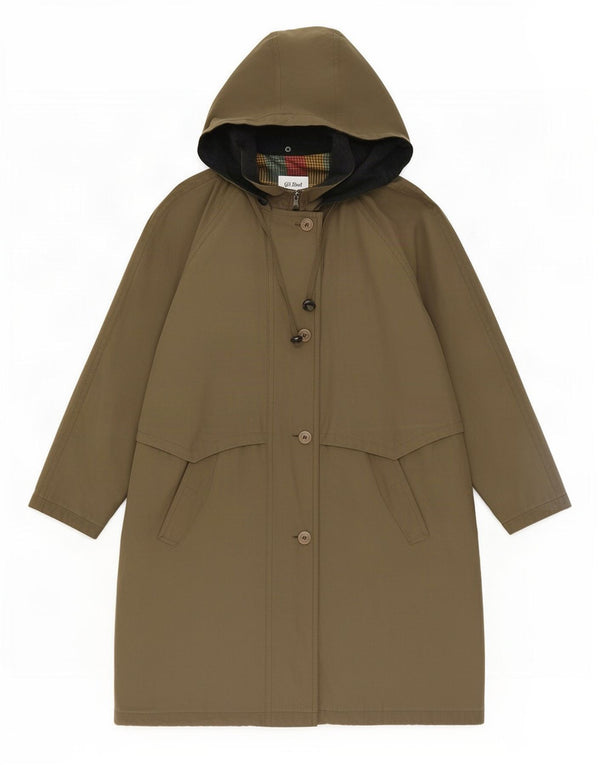 Gil Bret Womens Hooded Oversized Parka Jacket UK 16 Large Khaki Polyester