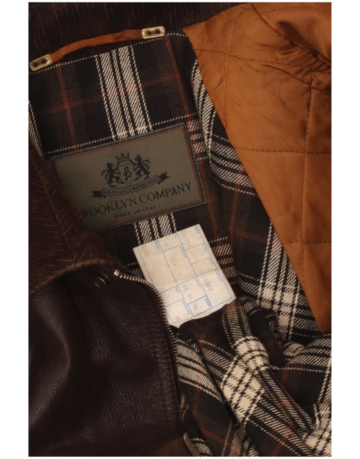 Jaqueta de couro masculina vintage IT 50 grande couro marrom