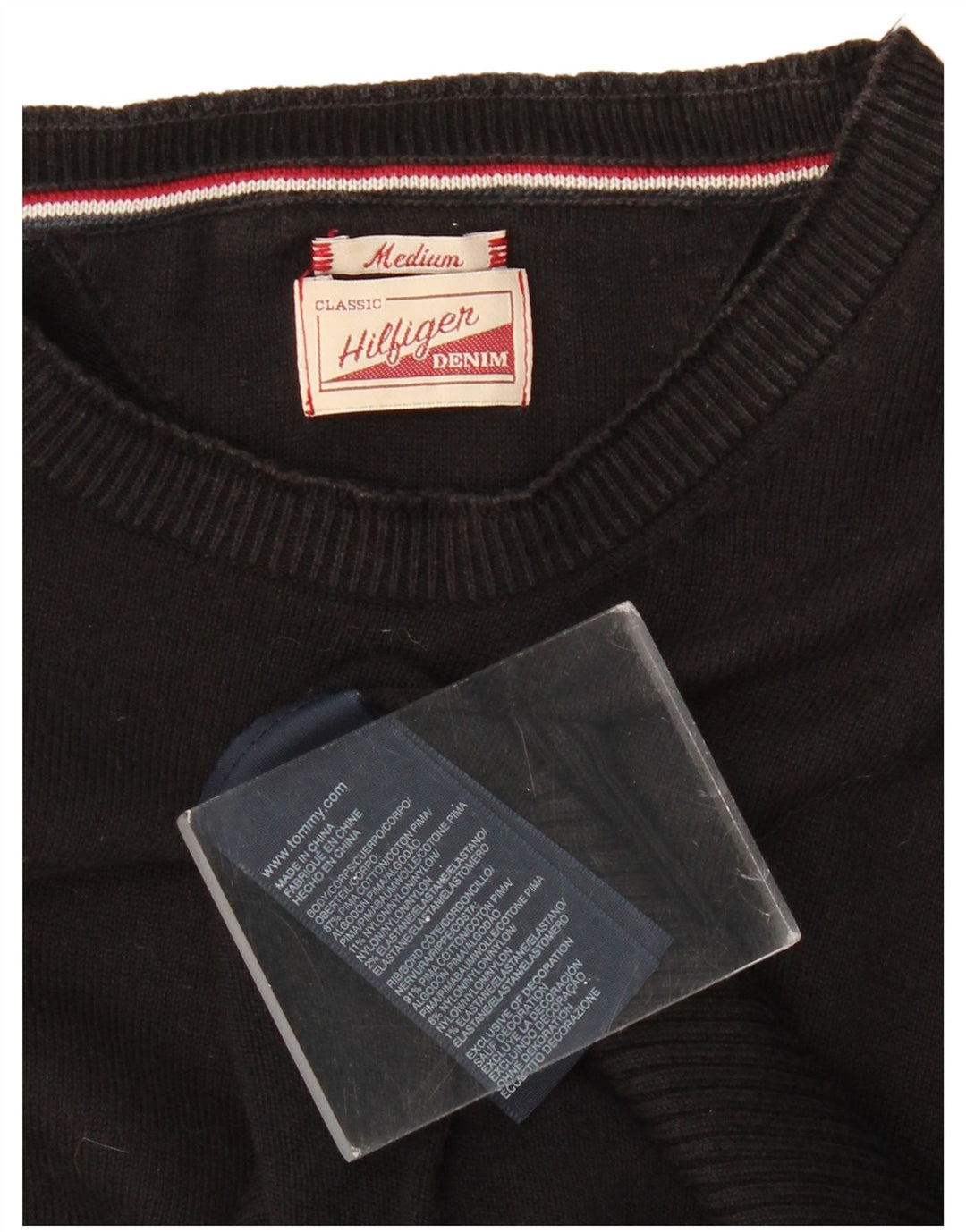 Suéter masculino TOMMY HILFIGER com gola canoa de algodão preto médio