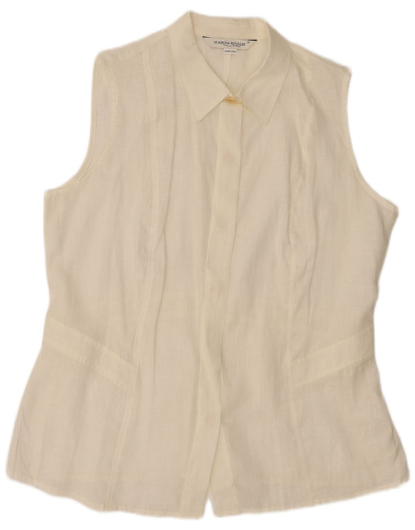 Blusa feminina Marina Rinaldi sem mangas tamanho 25 grande linho branco