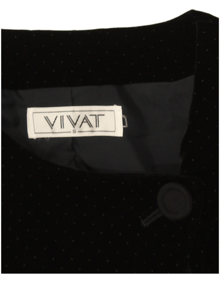 Jaqueta Bolero Vintage Feminina UK 14 Médio Preto Manchado
