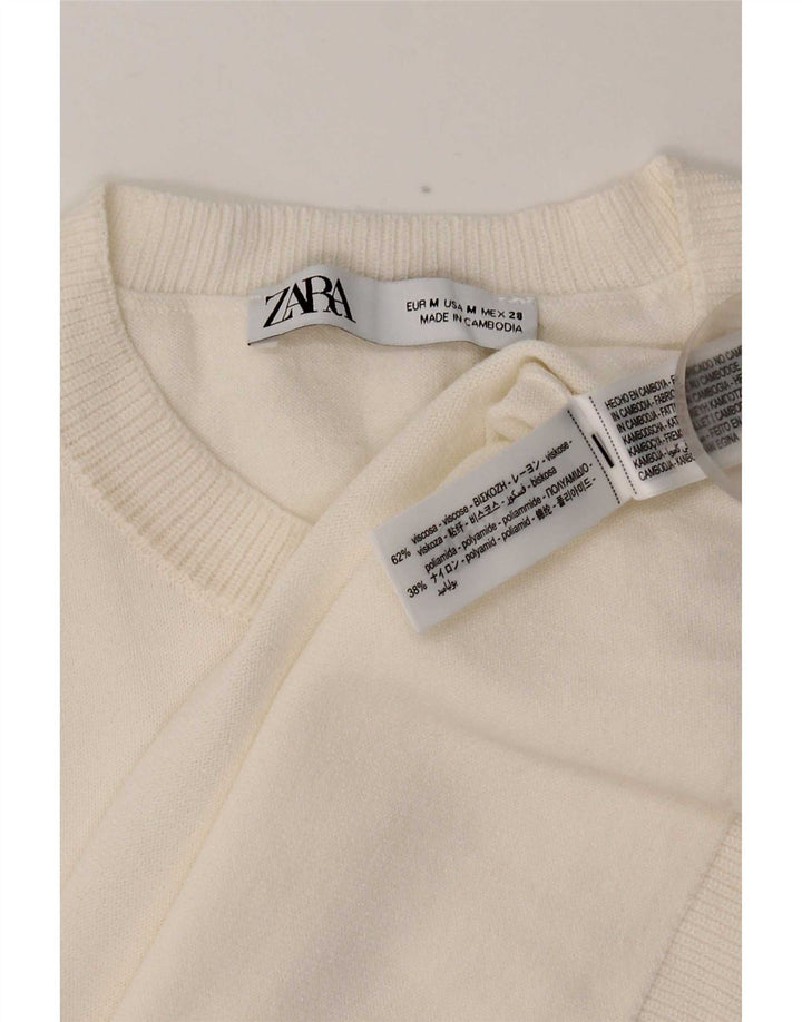 Camiseta feminina Zara UK 14 viscose branca média