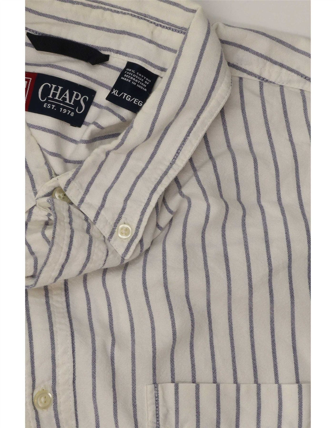 Camisa masculina Chaps XL listrada branca de algodão