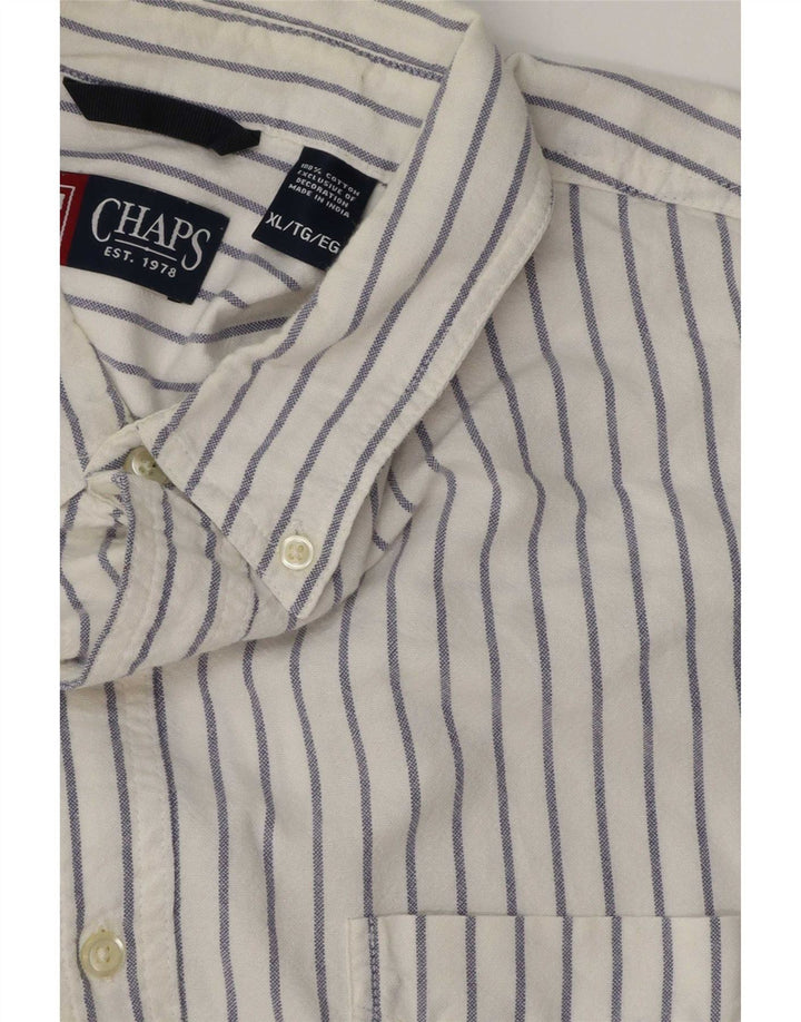 Camisa masculina Chaps XL listrada branca de algodão