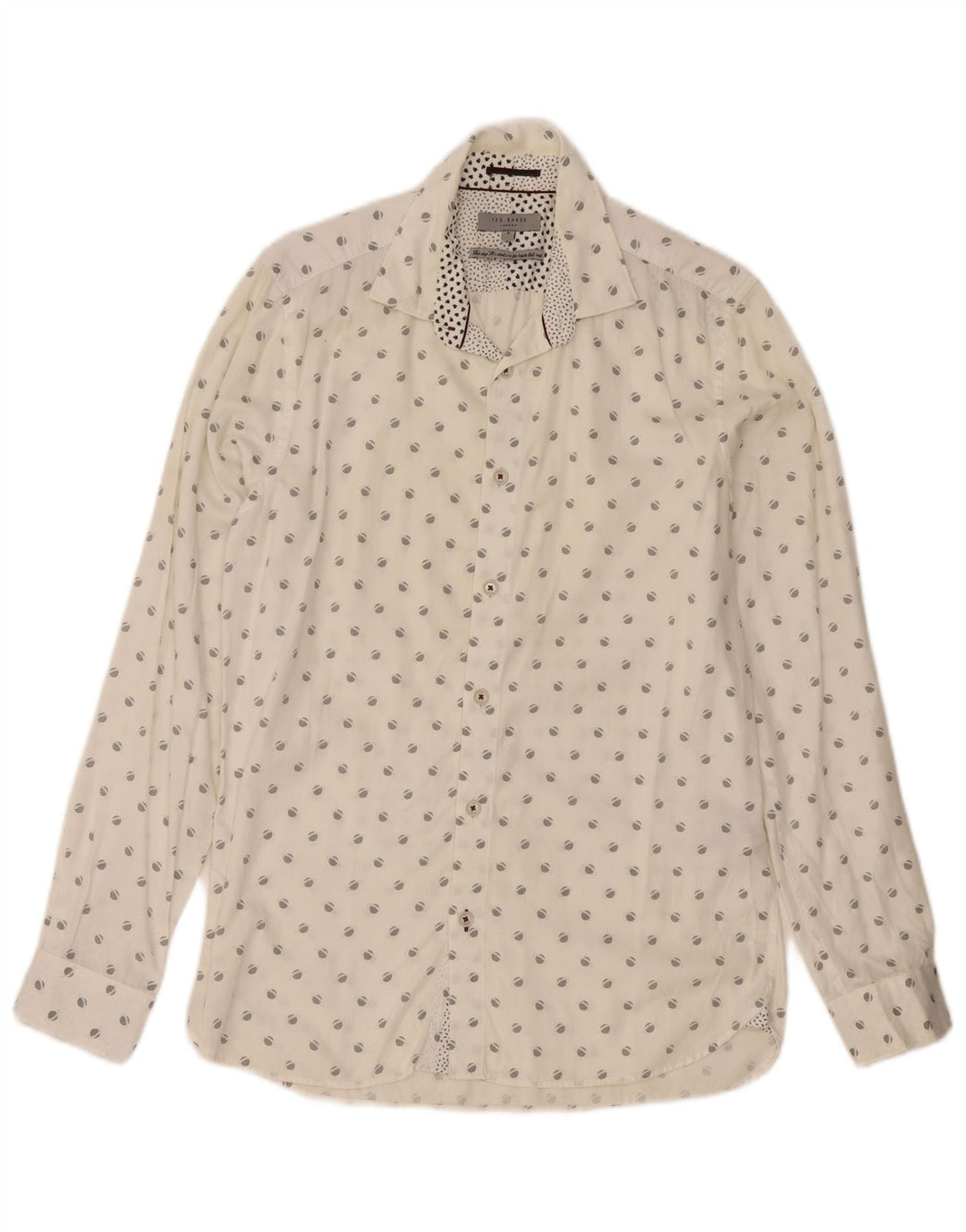 Camisa masculina Ted Baker com estampa abstrata tamanho 3 médio algodão branco