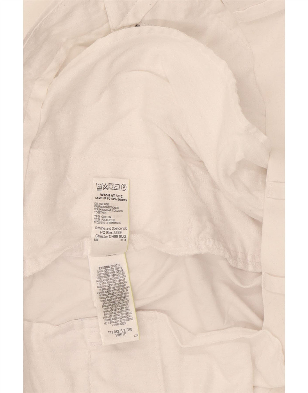 Shorts Chino Masculino Marks & Spencer W40 XL Algodão Branco