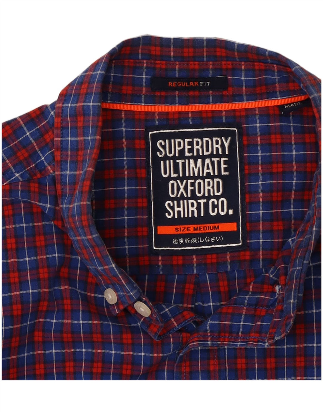 Camisa masculina SUPERDRY de algodão xadrez azul médio