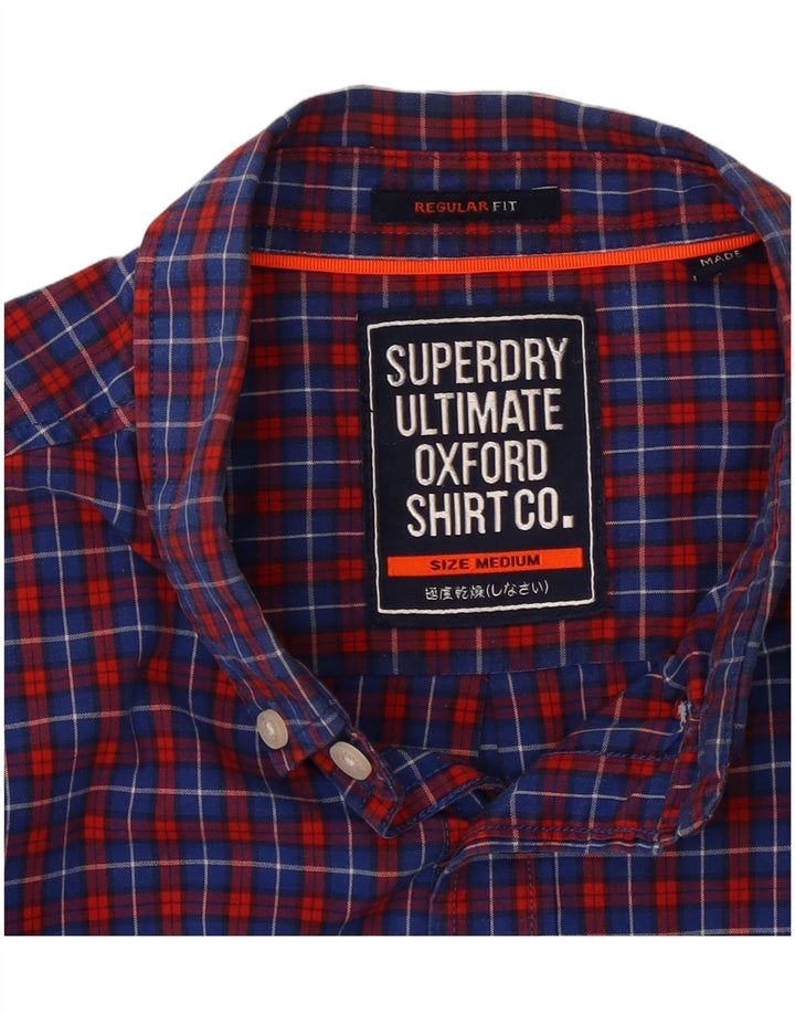 Camisa masculina SUPERDRY de algodão xadrez azul médio