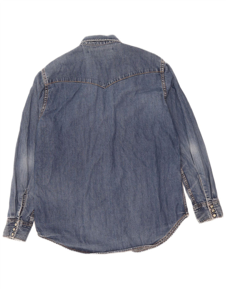 Camisa jeans masculina Lee algodão azul médio