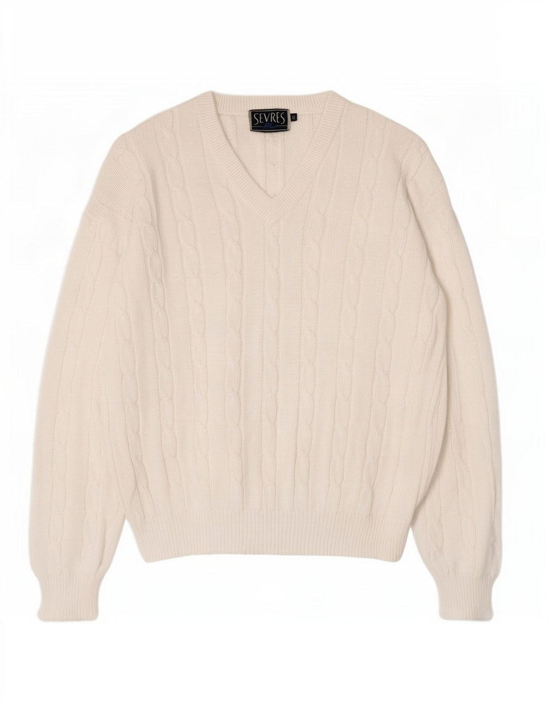Suéter masculino Sevres com decote em V IT 50 algodão branco médio