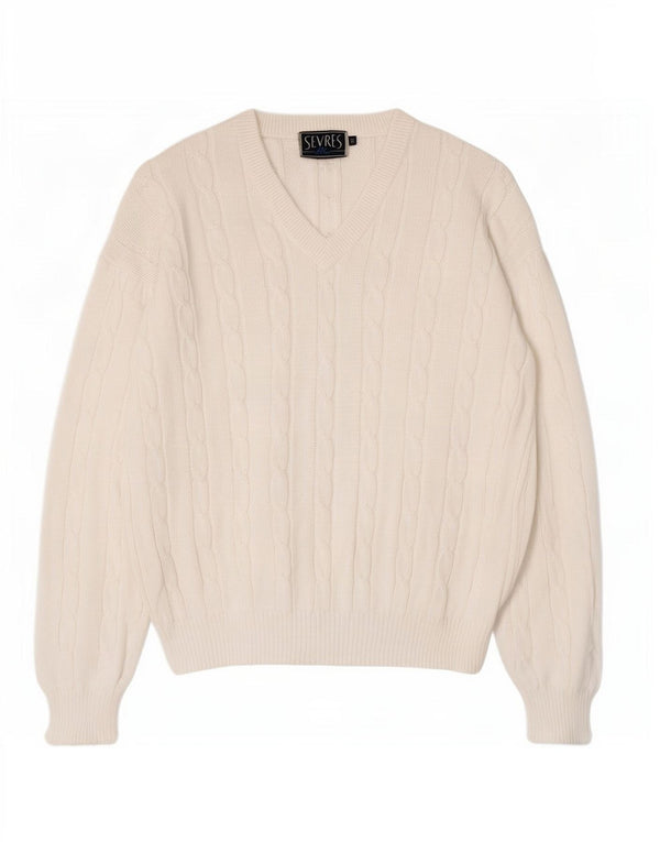 Suéter masculino Sevres com decote em V IT 50 algodão branco médio