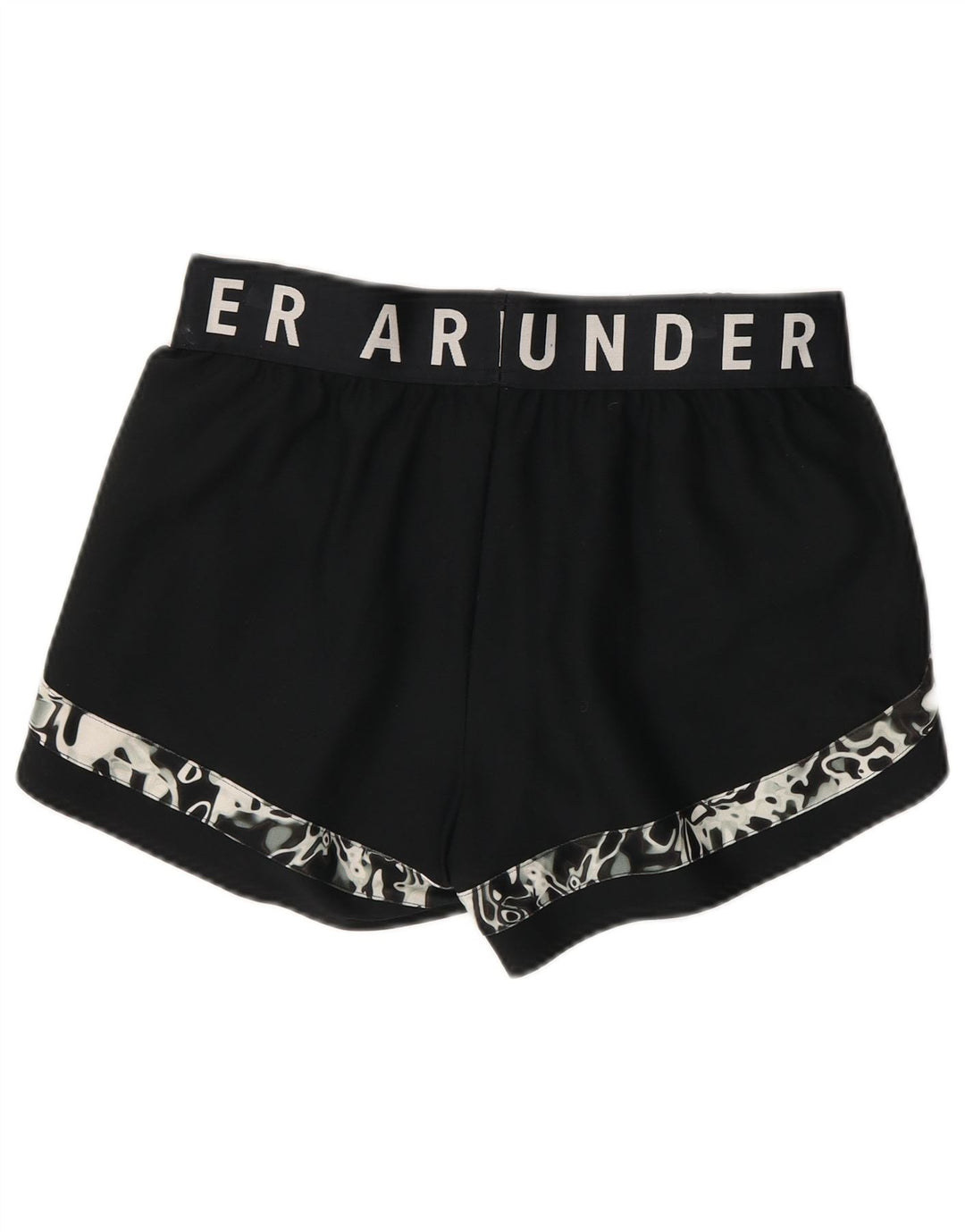 Shorts esportivos femininos Under Armour com padrão abstrato UK 12 médio preto