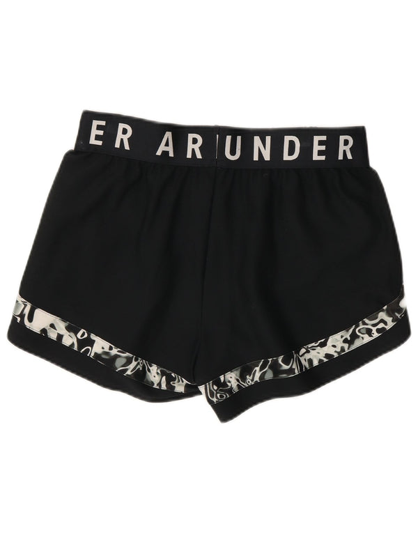 Shorts esportivos femininos Under Armour com padrão abstrato UK 12 médio preto