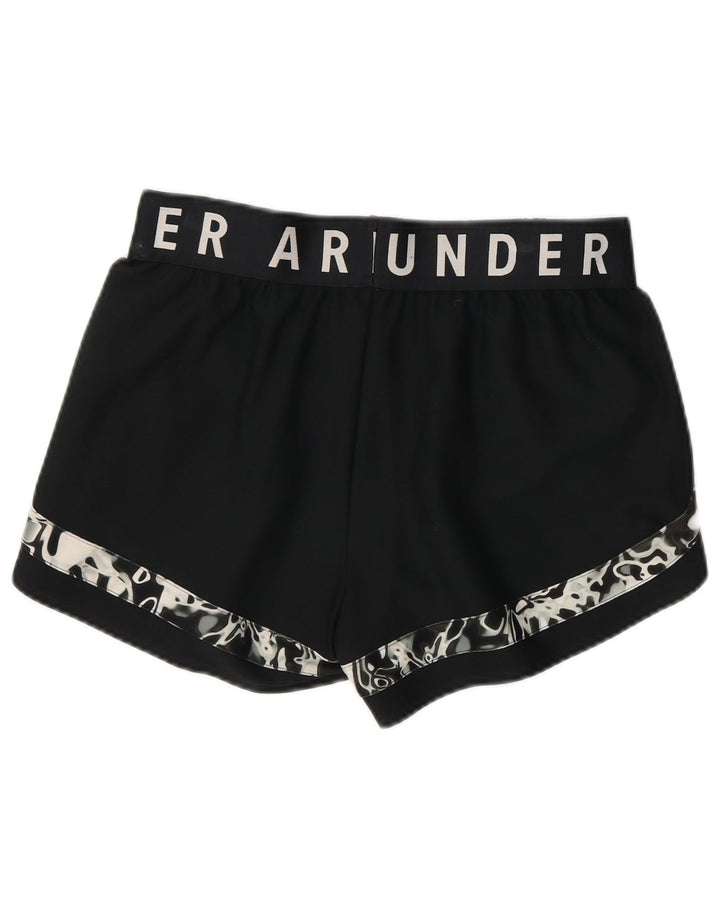 Shorts esportivos femininos Under Armour com padrão abstrato UK 12 médio preto
