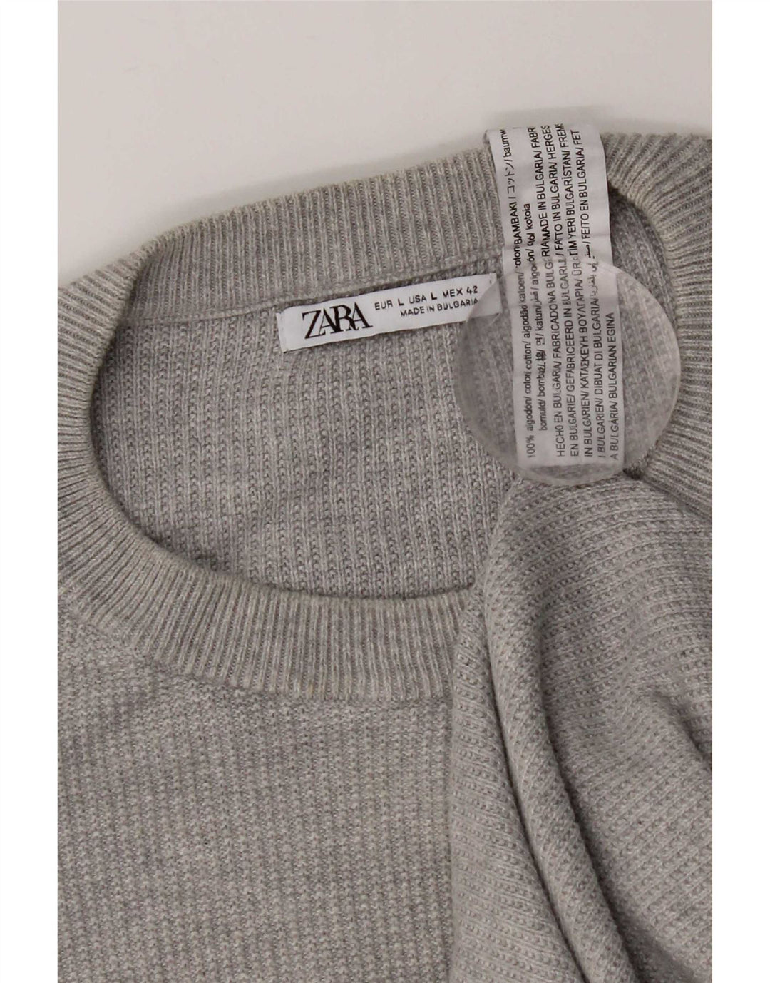 Zara Suéter masculino com gola redonda grande cinza
