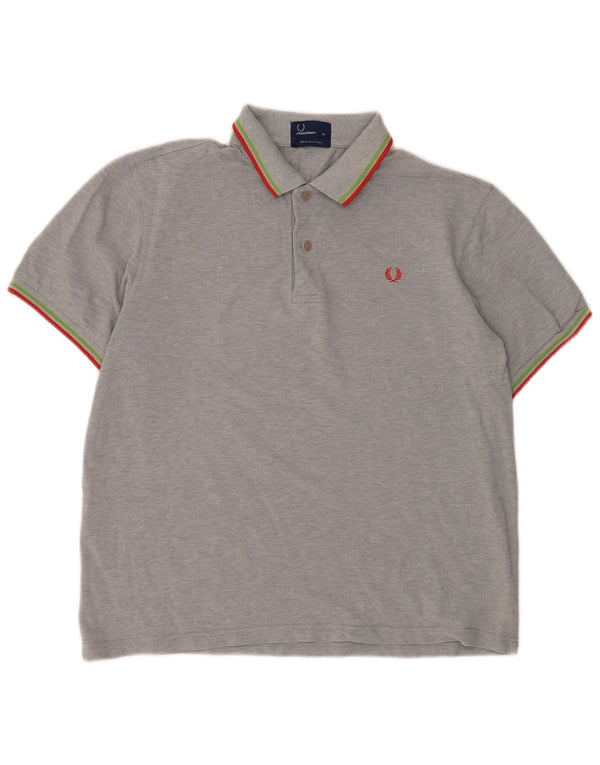 Camisa polo masculina Fred Perry XL algodão manchado cinza