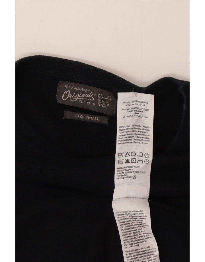 Suéter masculino Jack & Jones com gola redonda, pequeno algodão preto