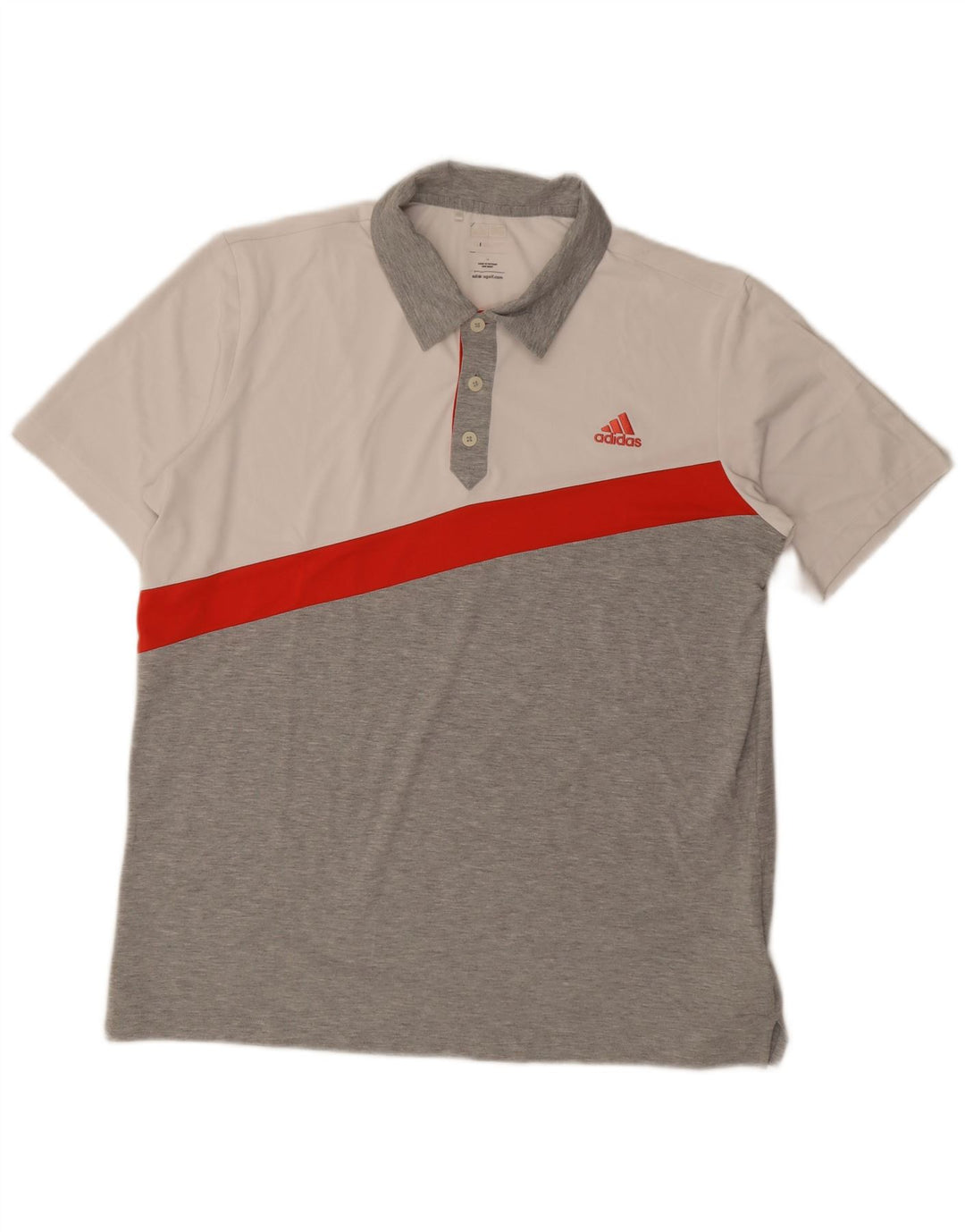 Adidas Mens Climalite Polo Shirt Grande Cinza Colorblock Poliéster