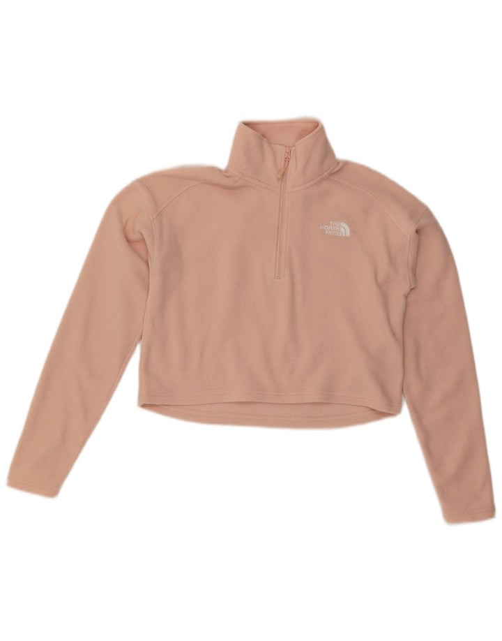THE NORTH FACE Suéter de lã feminino oversized com zíper e gola UK 6 XS rosa