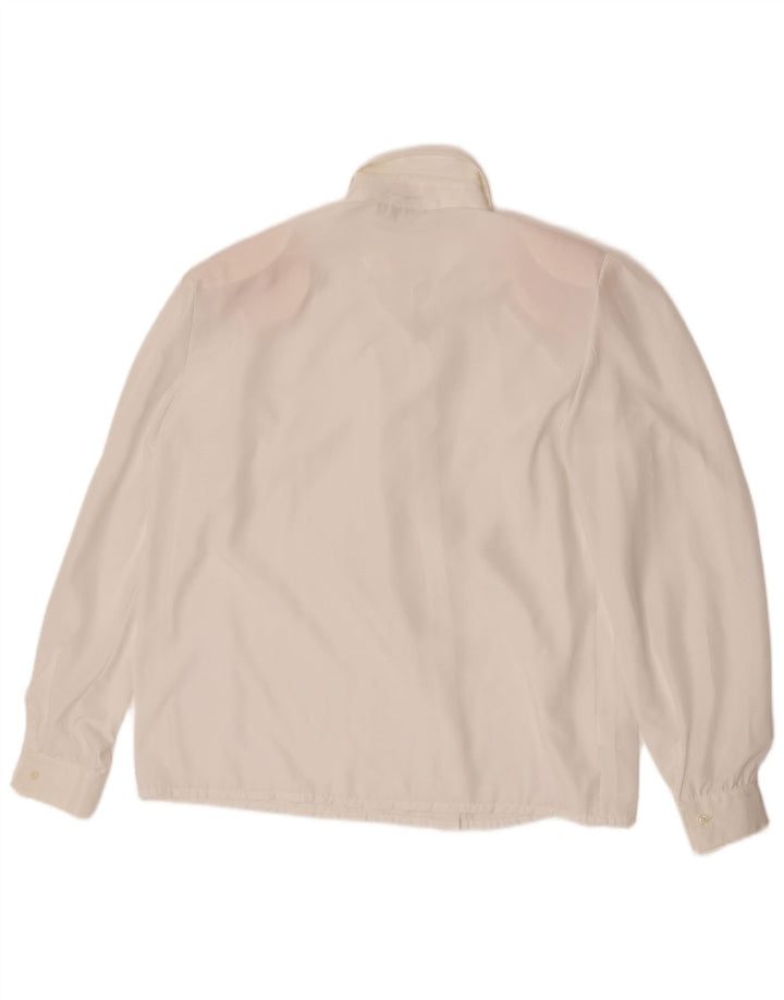 Blusa feminina Primavera Firenze com gravata borboleta Reino Unido 18 XL poliéster branco