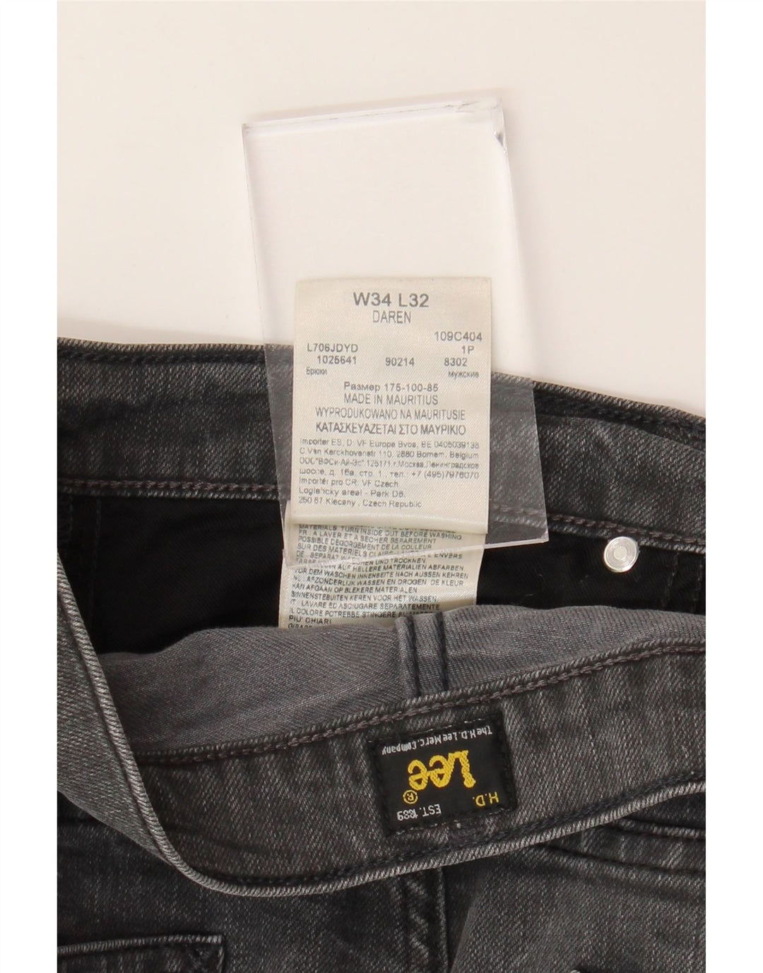 LEE Masculino Daren Straight Jeans W34 L32 Cinza Algodão