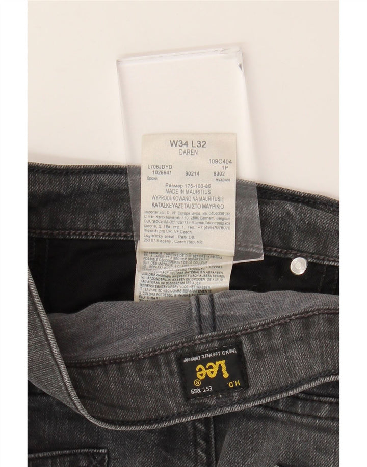 LEE Masculino Daren Straight Jeans W34 L32 Cinza Algodão
