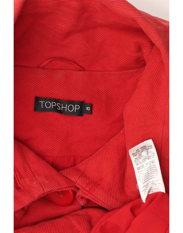 Jaqueta blazer feminina Topshop com 2 botões Reino Unido 10 algodão vermelho pequeno