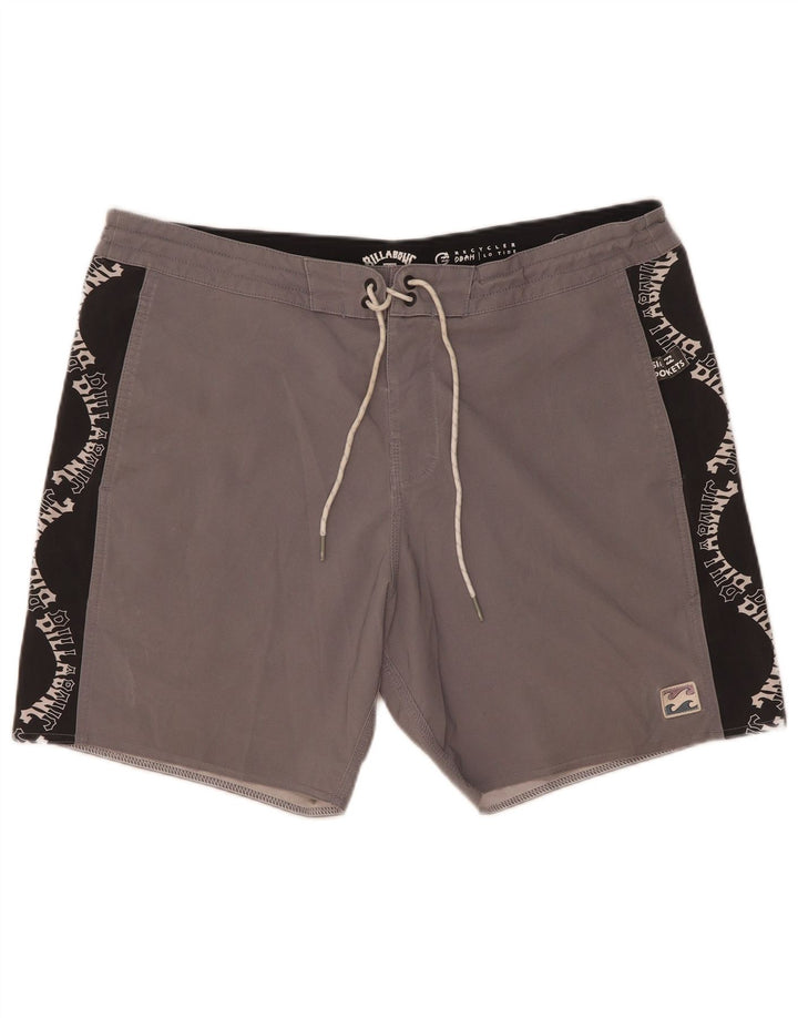 Billabong Mens Graphic Natação Shorts Grande Cinza Colourblock Poliéster