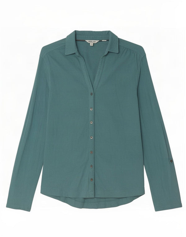 Camisa feminina White Stuff UK 12 algodão azul médio