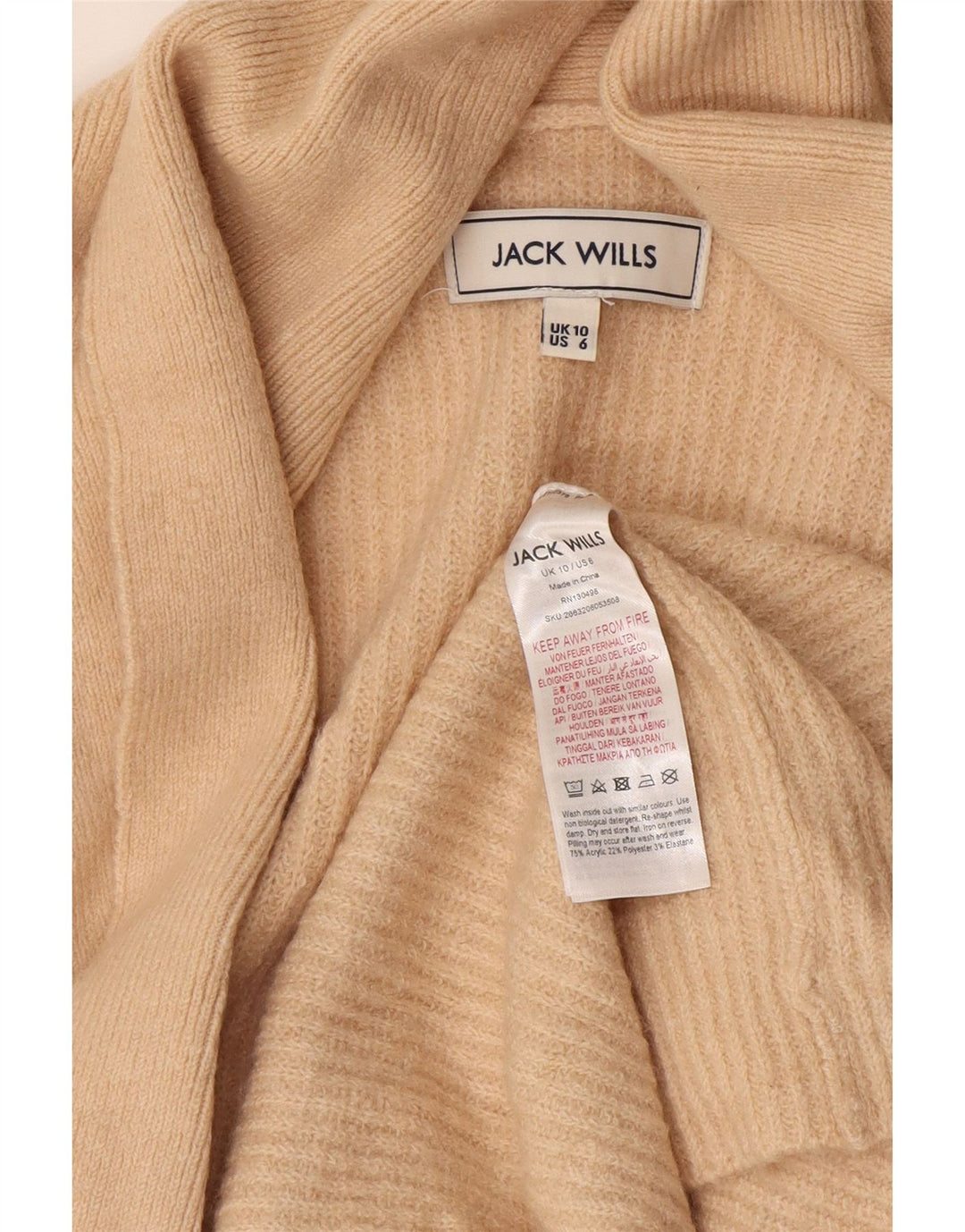 Suéter cardigã feminino Jack Wills oversized longline Reino Unido 10 pequeno bege