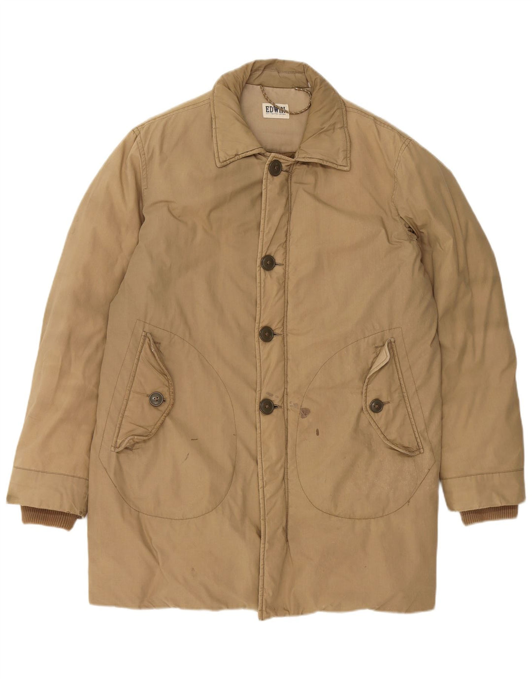 Casaco acolchoado masculino EDWIN Reino Unido 38 algodão bege médio