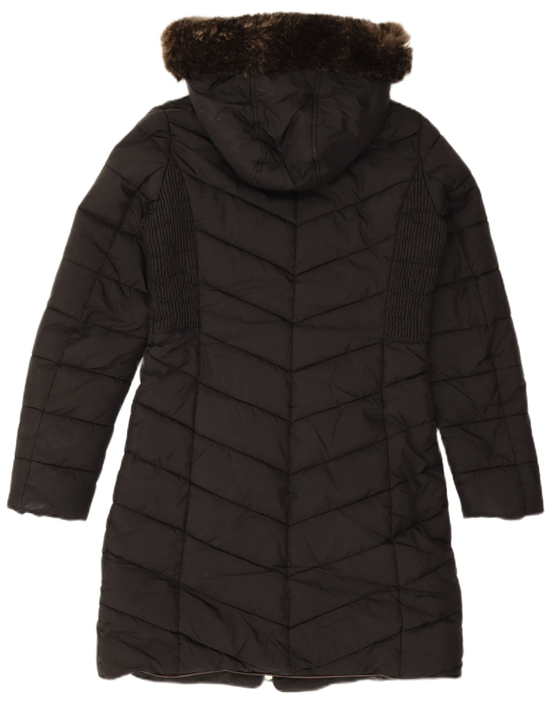Casaco acolchoado com capuz feminino Joules UK 8 pequeno poliéster preto