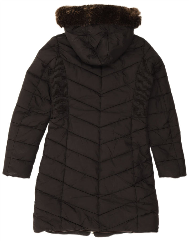 Casaco acolchoado com capuz feminino Joules UK 8 pequeno poliéster preto