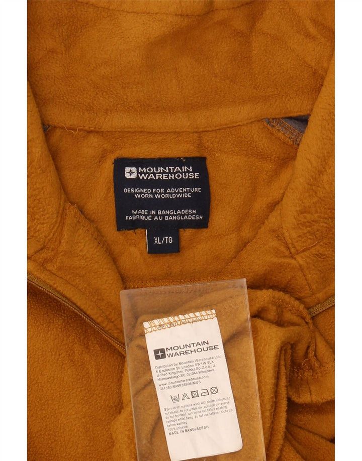 MOUNTAIN WAREHOUSE Mens Zip Neck Fleece Jumper XL Brown Colourblock Vintage Mountain Warehouse and Second-Hand Mountain Warehouse from Messina Hembry 