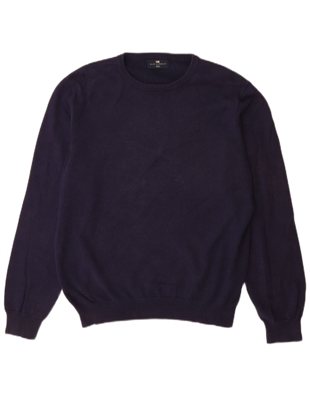 Suéter masculino Marks & Spencer Blue Harbor com gola redonda, azul marinho médio