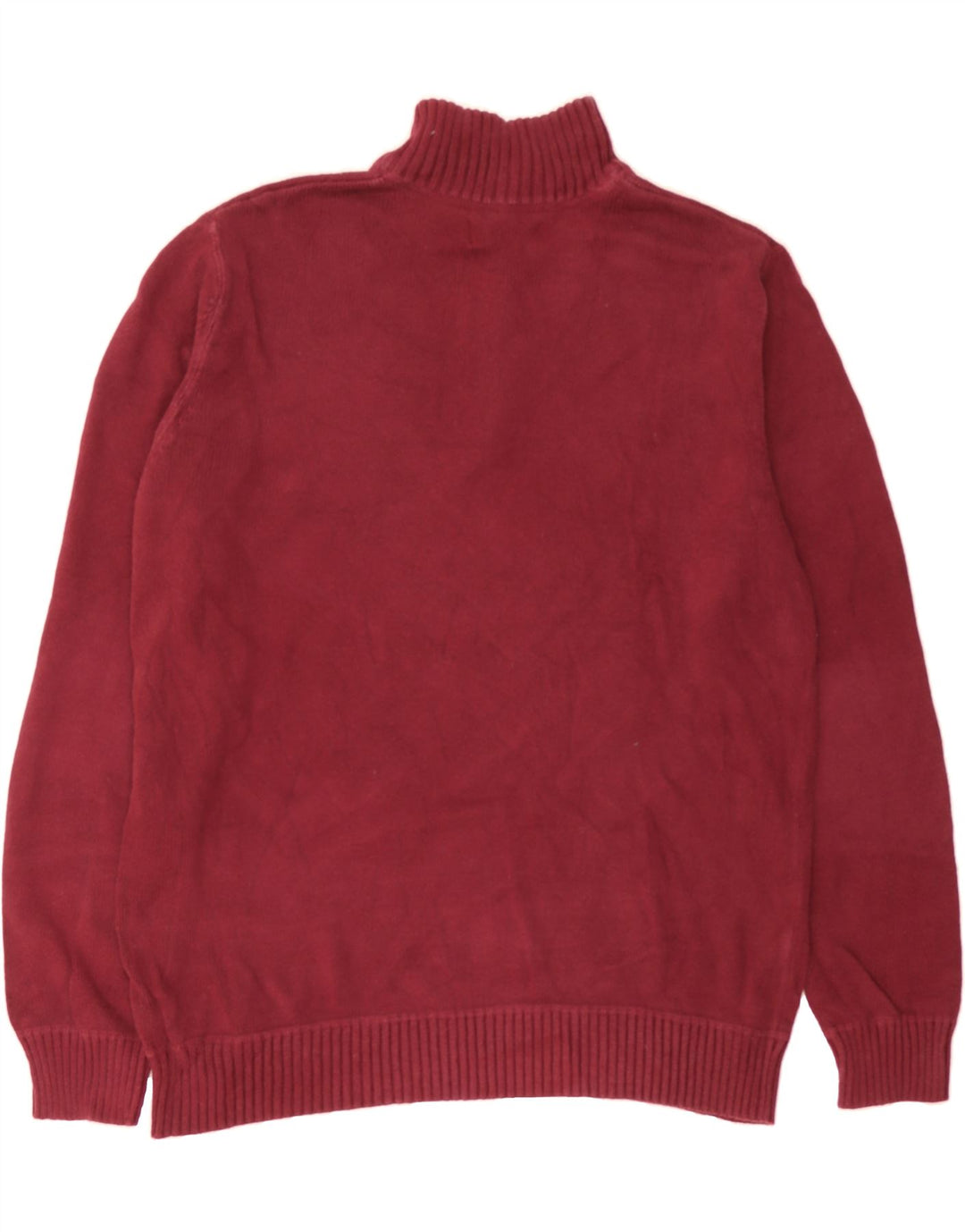 EDDIE BAUER Mens Zip Neck Jumper Sweater XL Burgundy Cotton Vintage Eddie Bauer and Second-Hand Eddie Bauer from Messina Hembry 