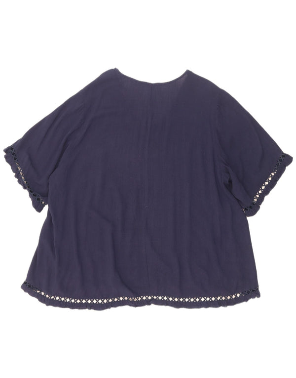 Blusa feminina Marks & Spencer Autograph Oversized Top Reino Unido 18 XL Azul marinho