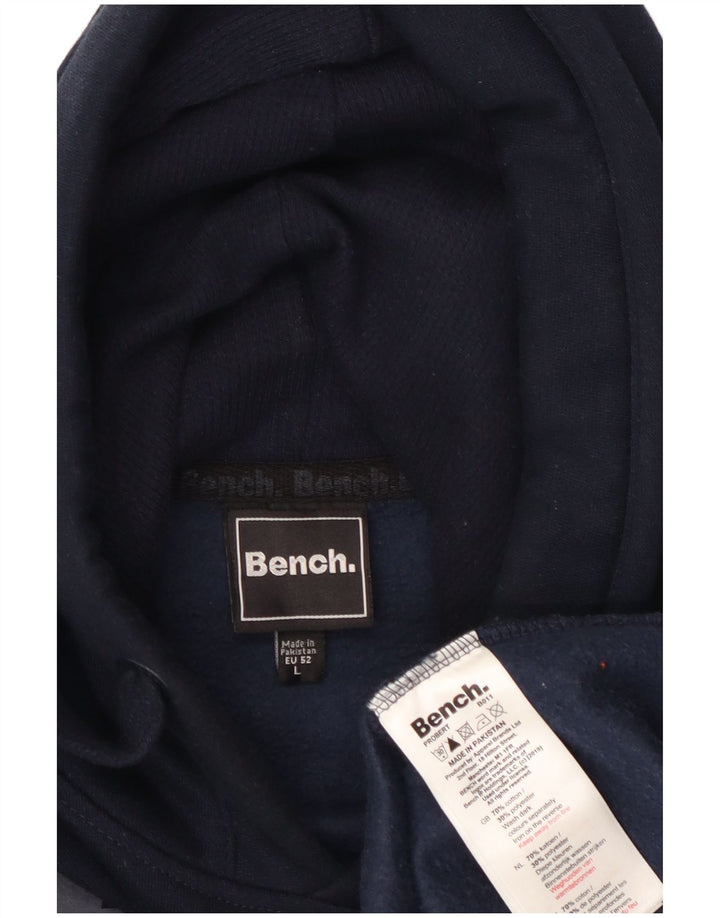 Suéter masculino com capuz gráfico BENCH grande algodão azul marinho