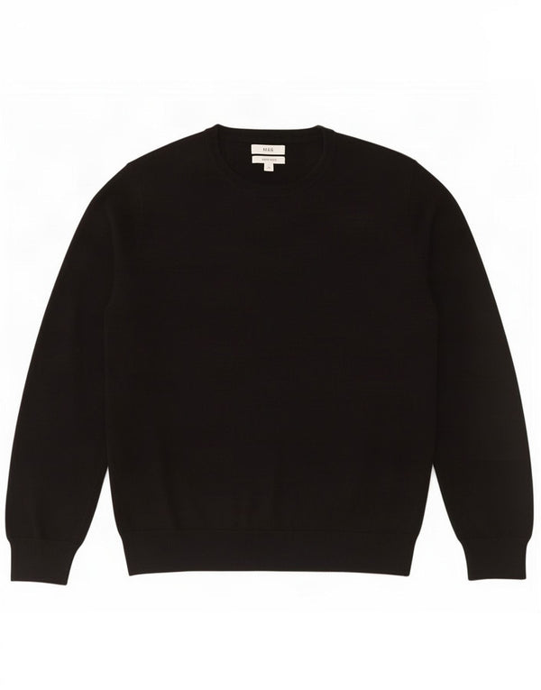 Suéter masculino Marks & Spencer com gola redonda XL algodão preto