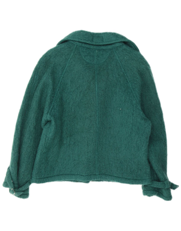 Jaqueta feminina vintage UK 14 lã verde média clássica