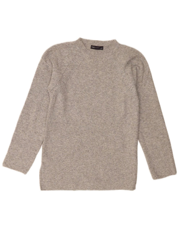 Suéter feminino Marks & Spencer com gola redonda Reino Unido 12 cinza médio manchado