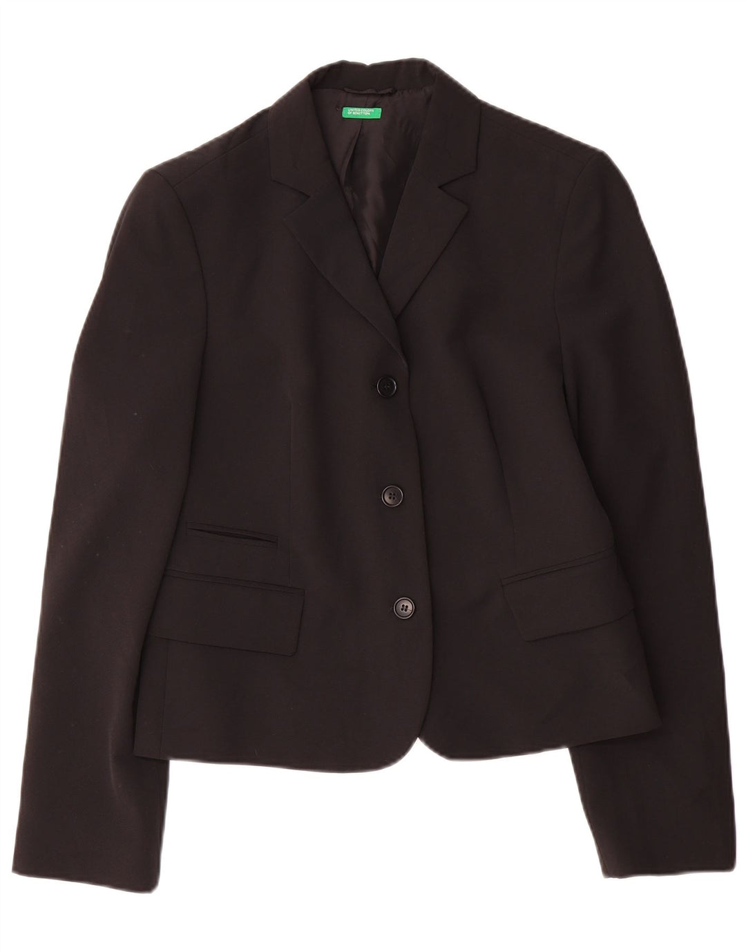 Jaqueta blazer feminina de 3 botões BENETTON IT 44 poliéster preto médio