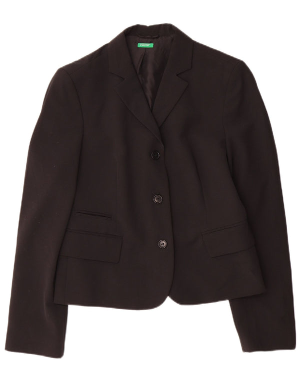 Jaqueta blazer feminina de 3 botões BENETTON IT 44 poliéster preto médio