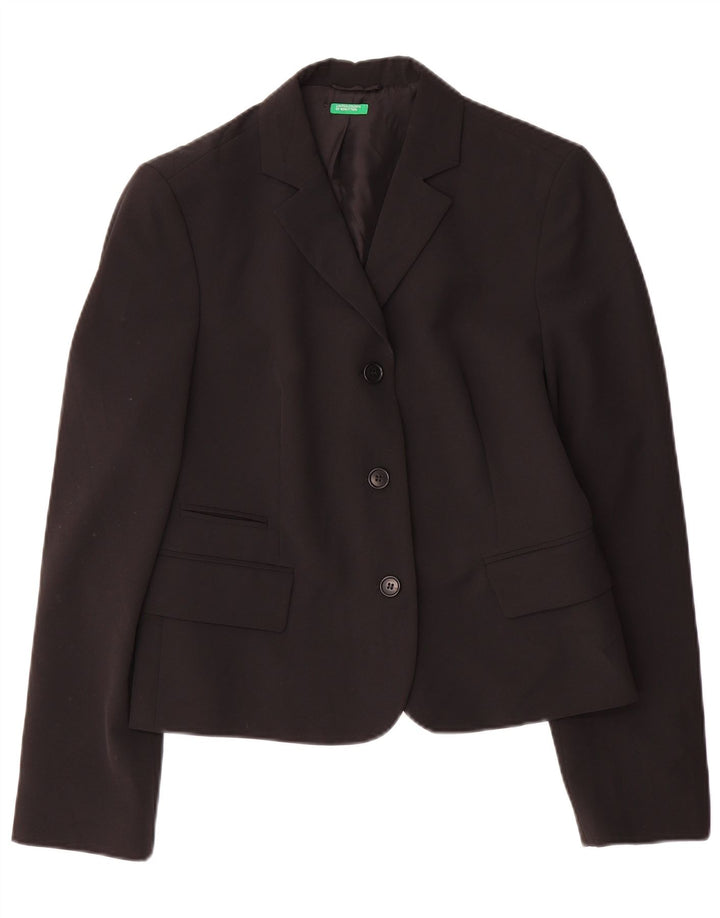 Jaqueta blazer feminina de 3 botões BENETTON IT 44 poliéster preto médio