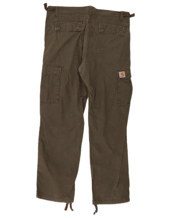 Calça cargo masculina Carhartt reta W33 L30 algodão listrado cáqui