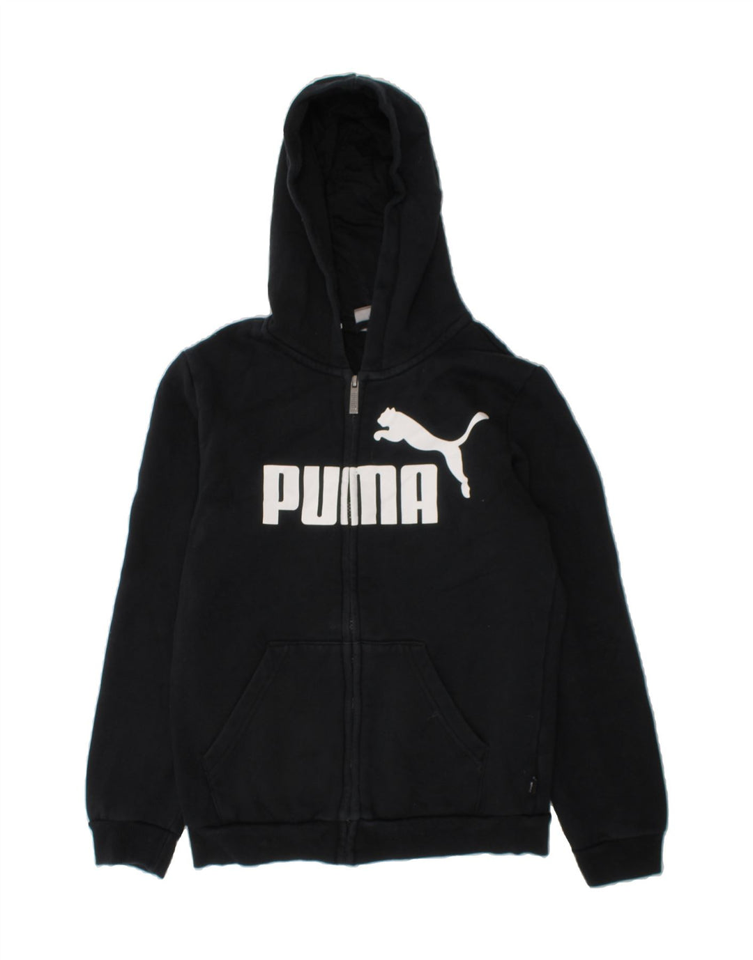 PUMA Boys Graphic Zip Hoodie Sweater 11-12 Years Black Cotton Vintage Puma and Second-Hand Puma from Messina Hembry 